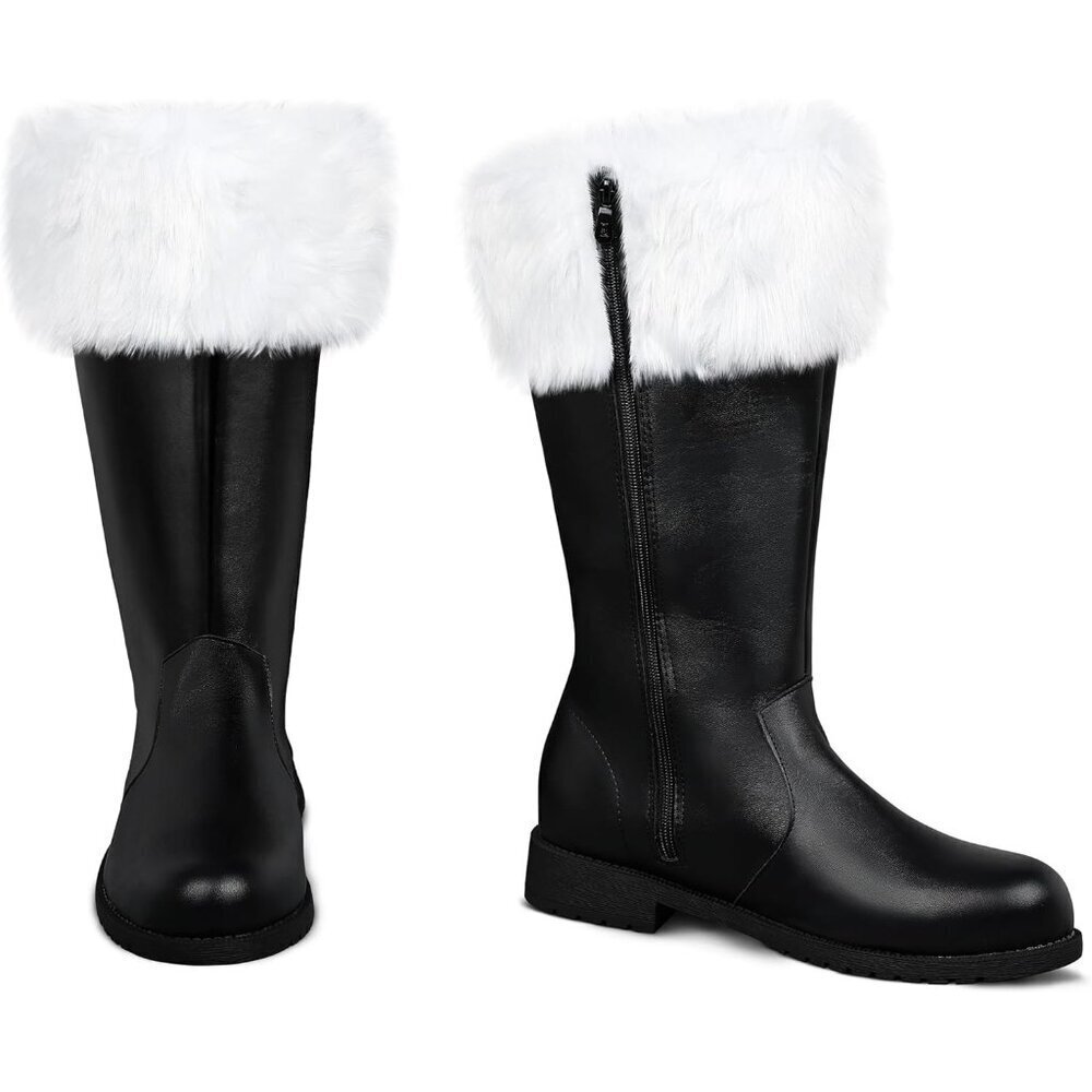 Santa Boots for Men Wide Calf Faux Leather